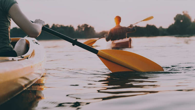 Couple kayaks on a lake
