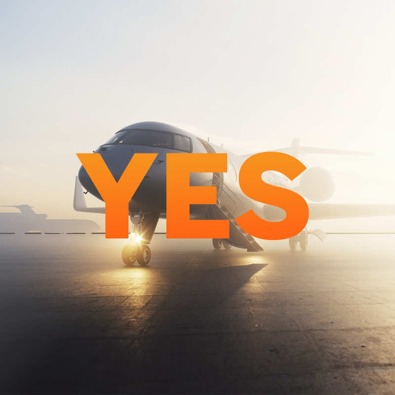 Airplane with YES overlay